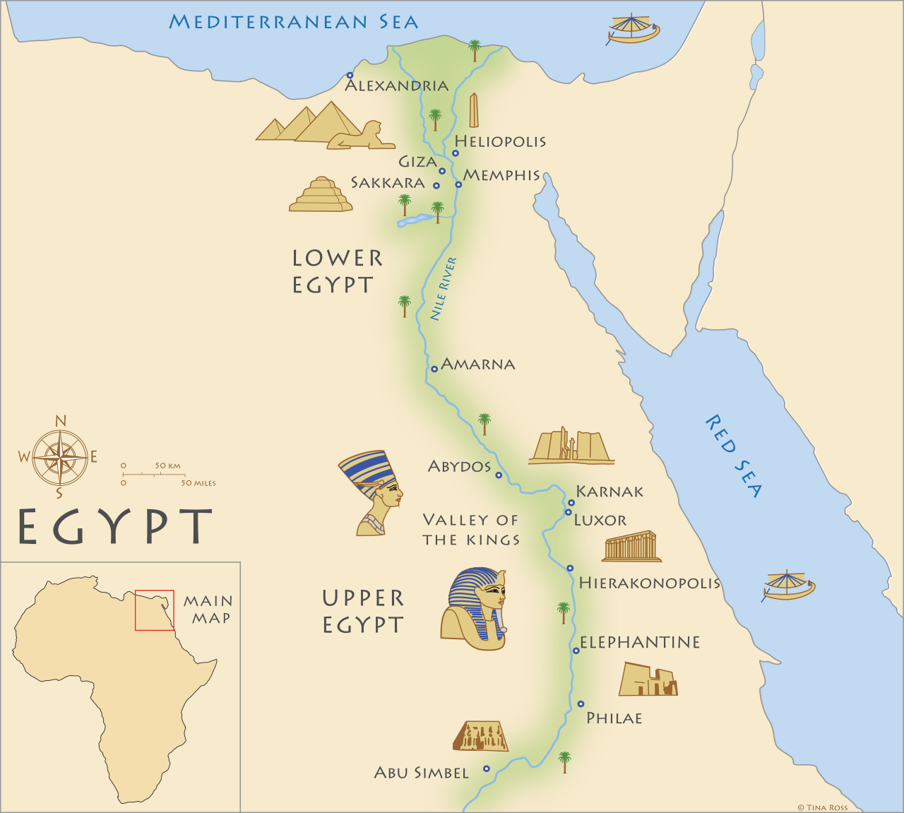 Map of ancient egypt with cataracts