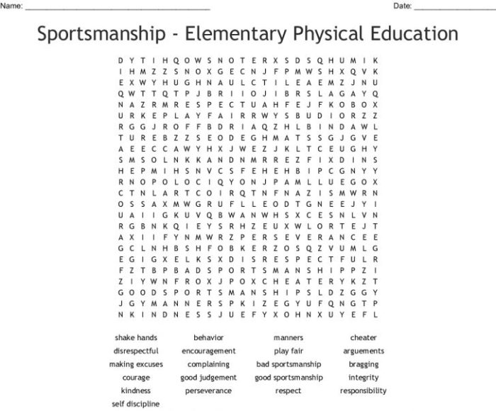 Physical education 4 word search answer key