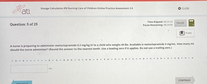 Dosage calculation rn critical care proctored assessment 3.1